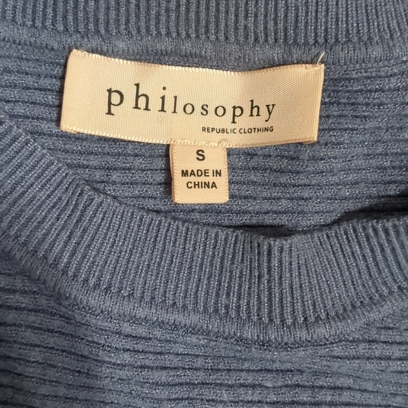 Philosophy Cropped Ribbed Sweater Sleeve Zipper blue-grey size Small - Picture 6 of 6